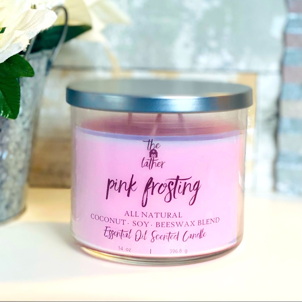 Pink Frosting E-Oil Scented Beeswax Blend Candle